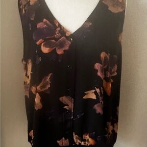 Tan floral sleeveless top